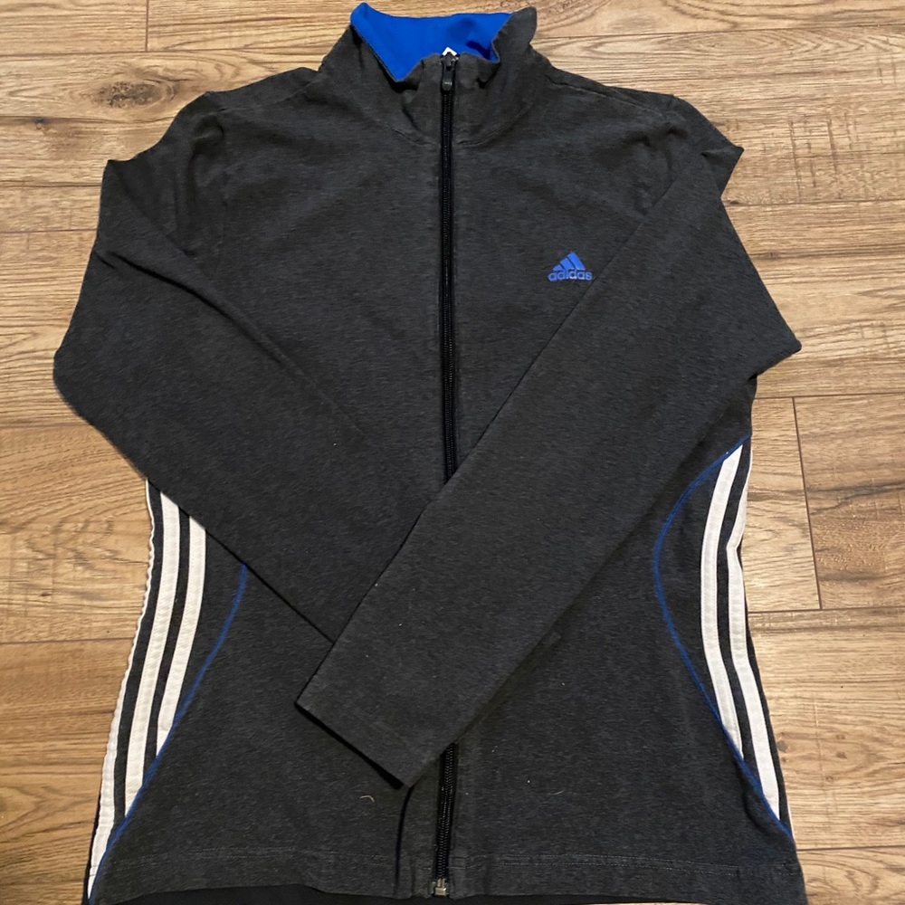 ADIDAS blue and dark gray zip-up jacket